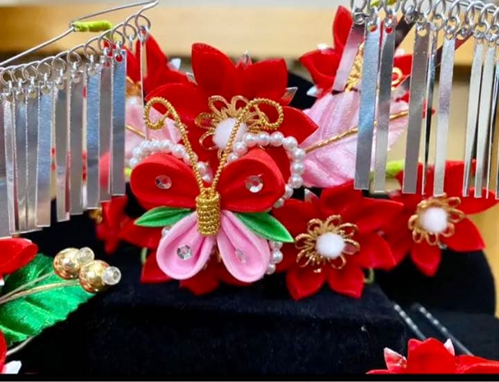 専用　新品　七五三　簪　つまみ細工花簪　Uピン簪