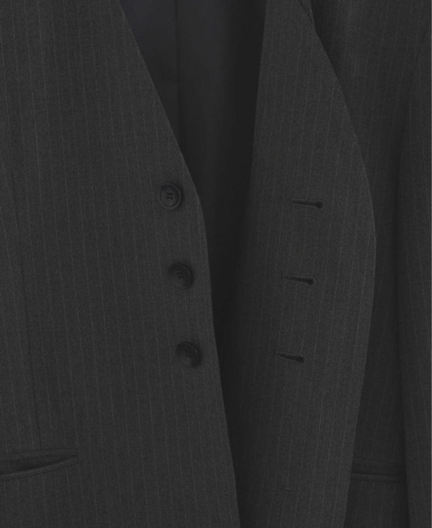 anuke ノーカラーグレージャケット ストライプ