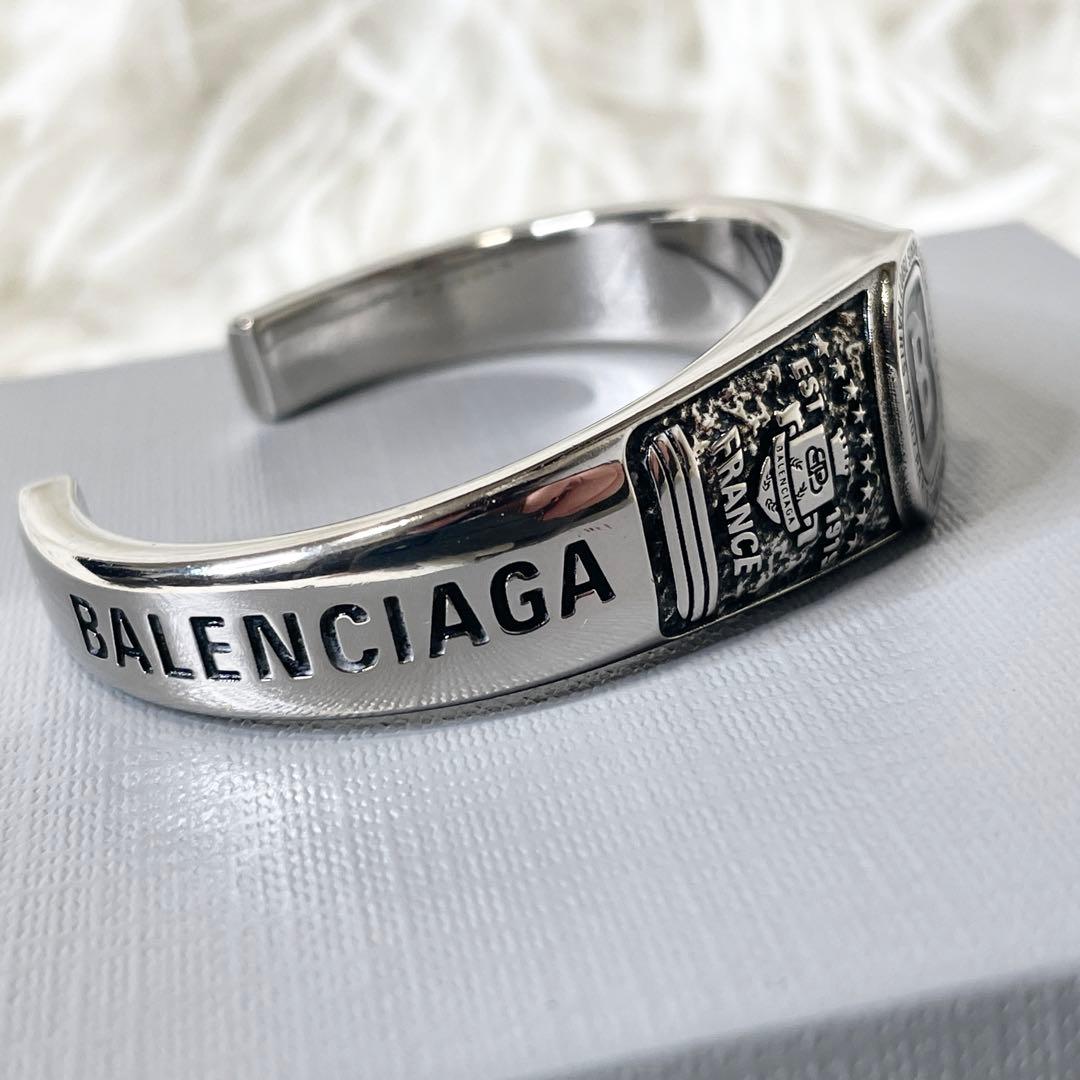 【未使用級】BALENCIAGA Bロゴブレスレット シルバー