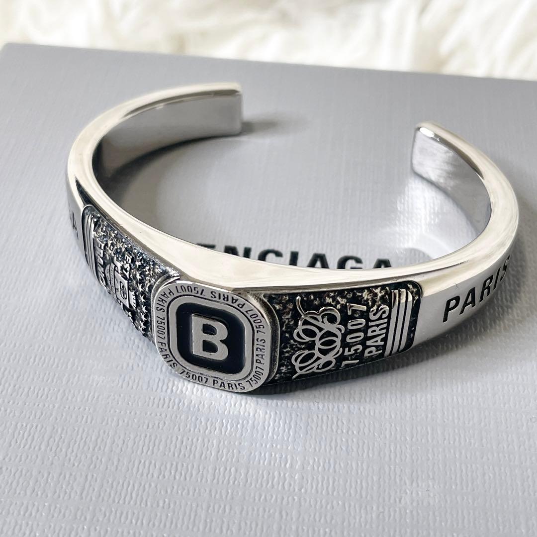 【未使用級】BALENCIAGA Bロゴブレスレット シルバー