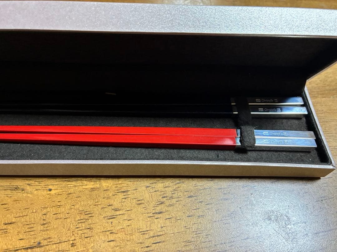 Christofle クリストフル 箸 ペアセット 赤黒