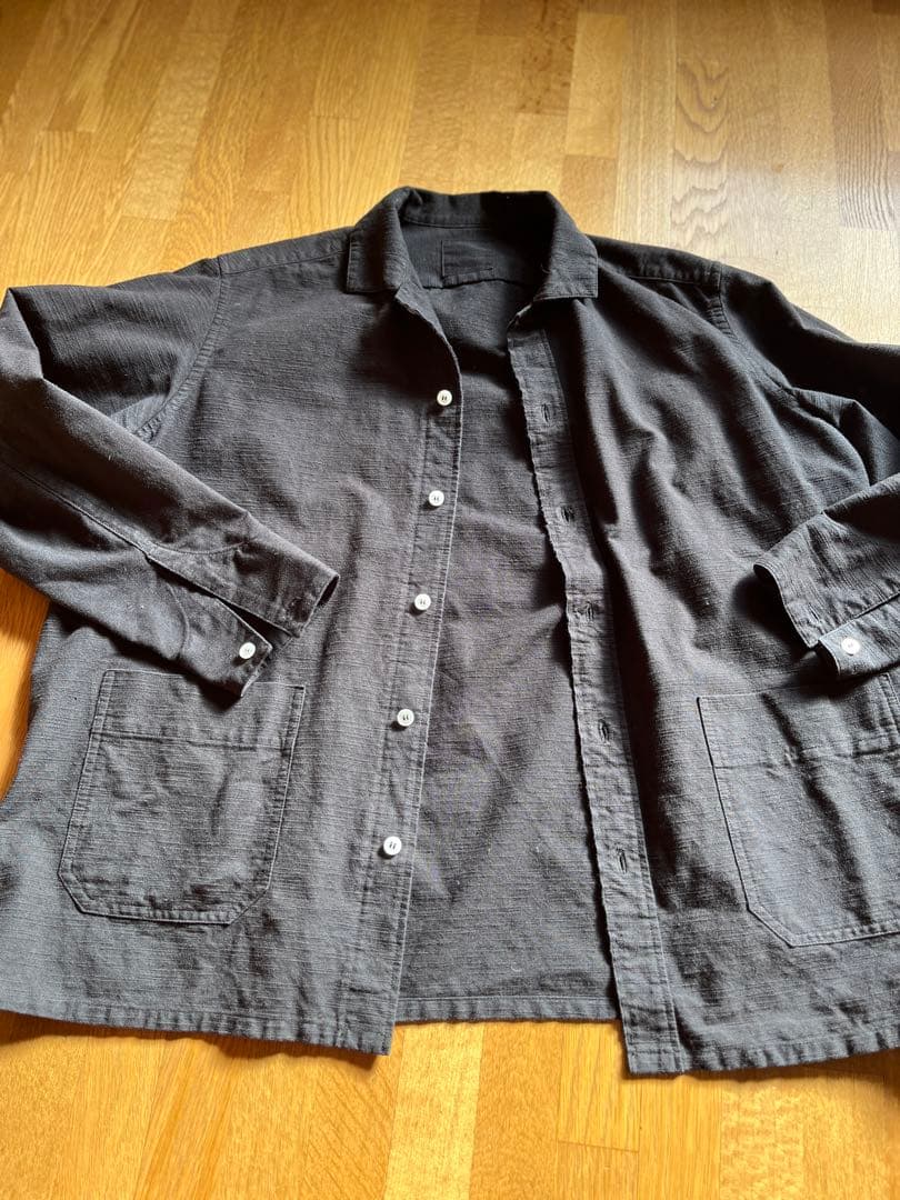 OSOCU知多木綿 黒染め オープンカラーシャツジャケット 名古屋黒紋付染