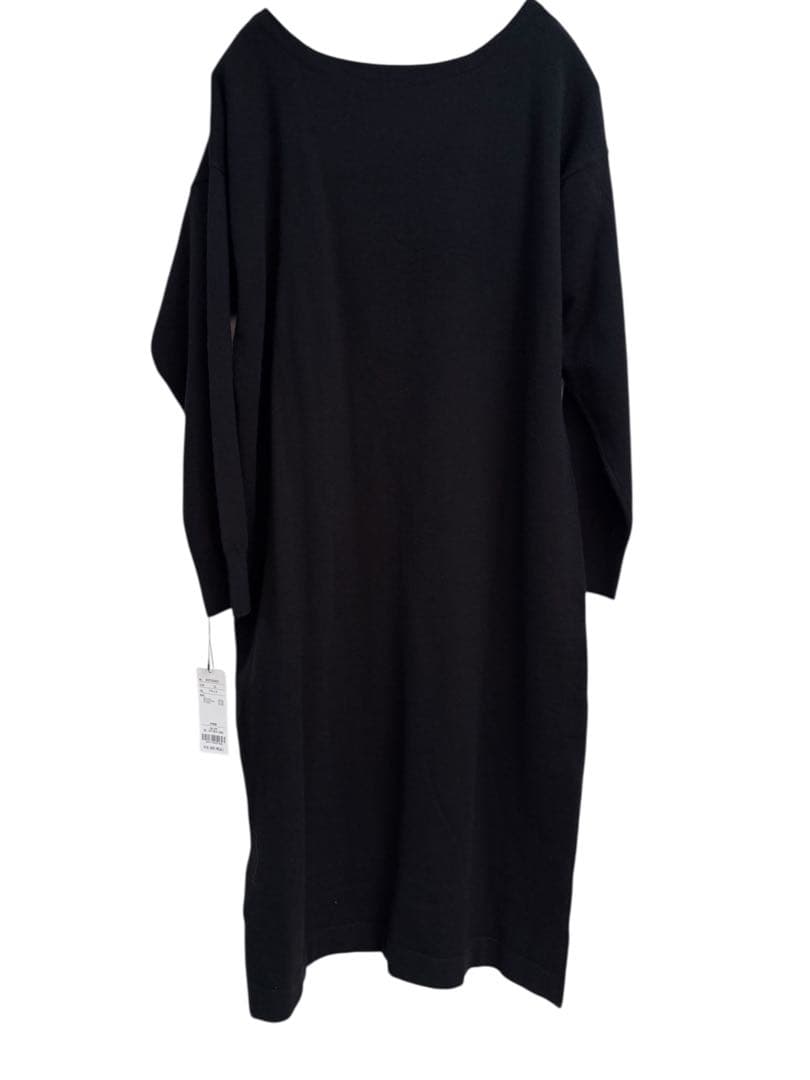 新品タグ付き☆アンコキーヌ☆コアスパンヤーンニット2wayワンピ☆ブラック☆LL