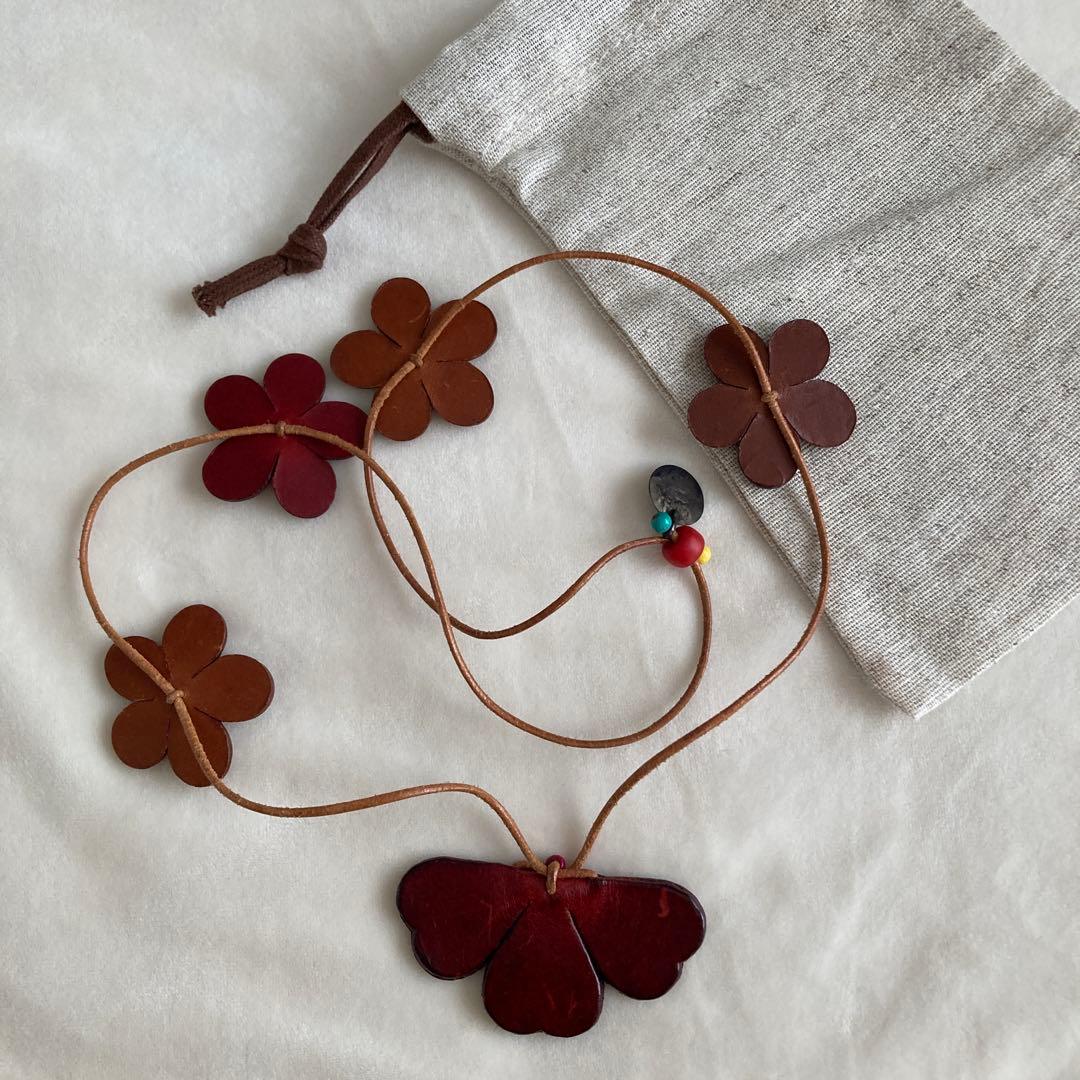 【希少品】HENRY CUIR アンリークイール　レザーネックレス　保管袋付