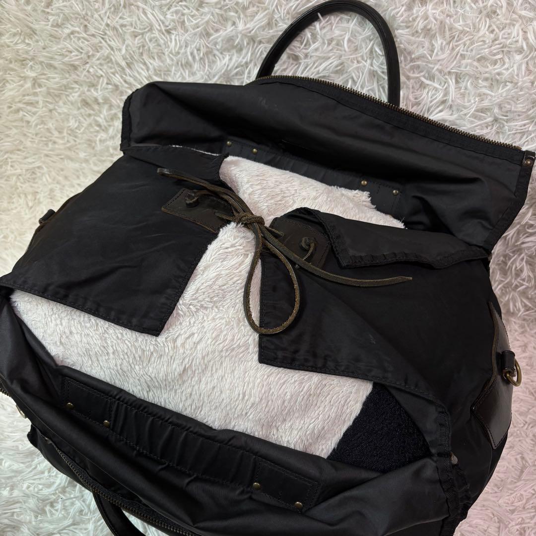 極美品✨フェリージ ボストンバッグ 2way 大容量 レザー×ナイロン P3 黒