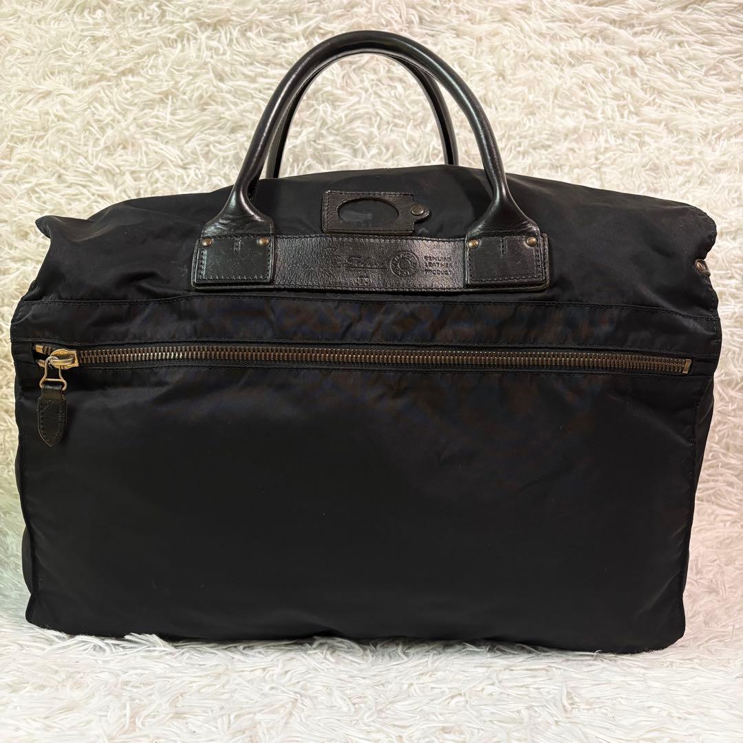 極美品✨フェリージ ボストンバッグ 2way 大容量 レザー×ナイロン P3 黒