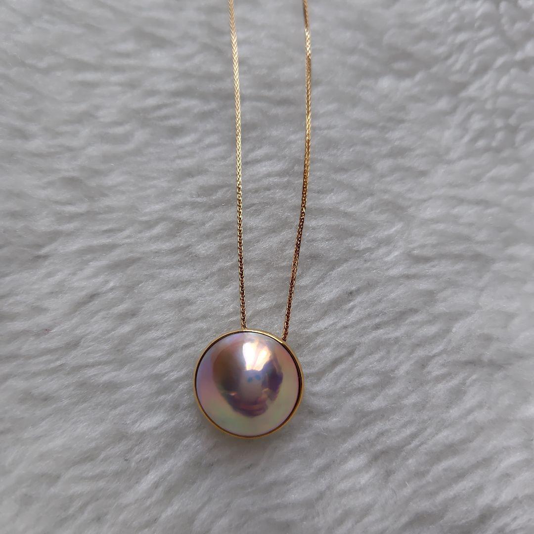 18KYG 奄美大島産 マベパール ペンダント 14mmup