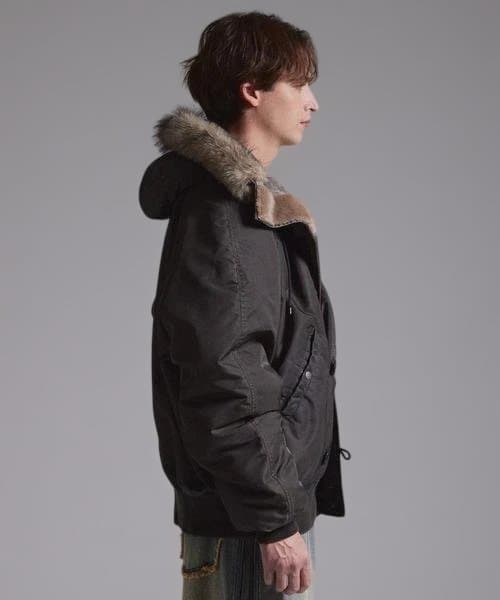 【GRANCY】ファーポケットデザインフェードN2Bジャケット　ブラウンM