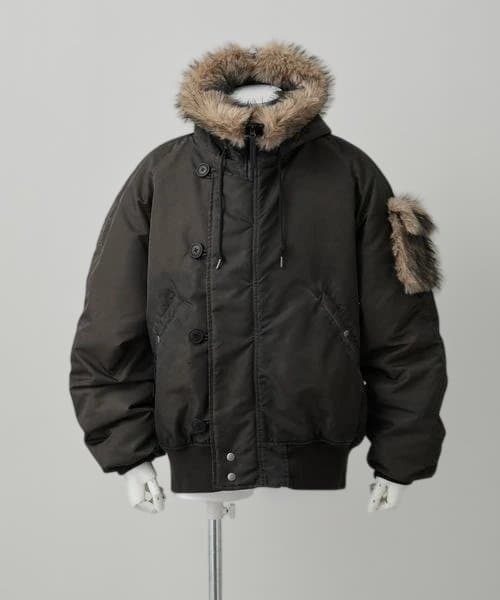 【GRANCY】ファーポケットデザインフェードN2Bジャケット　ブラウンM