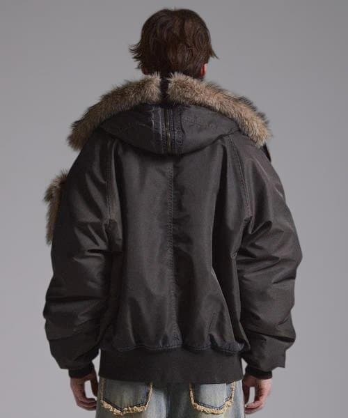 【GRANCY】ファーポケットデザインフェードN2Bジャケット　ブラウンM