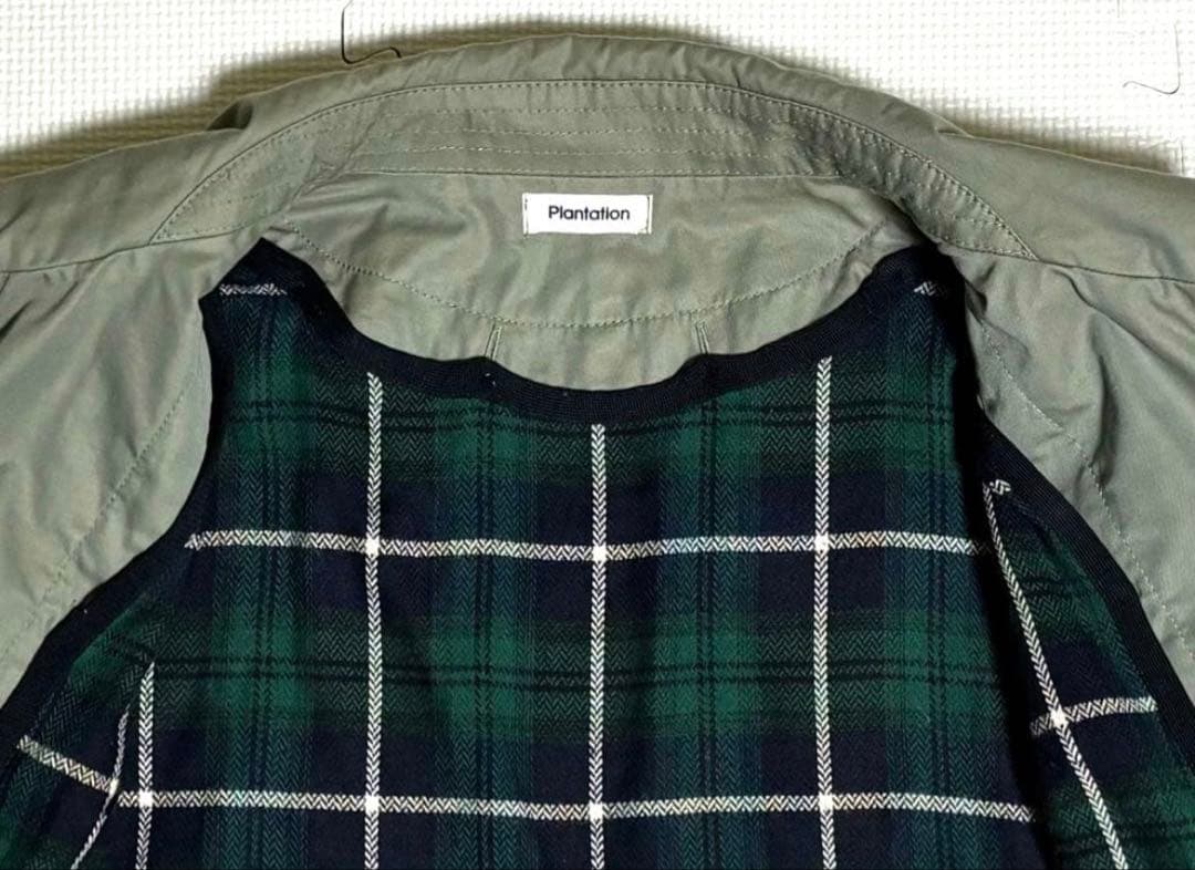 美品 プランテーション ステンカラーコート ライナー付き カーキ サイズ2