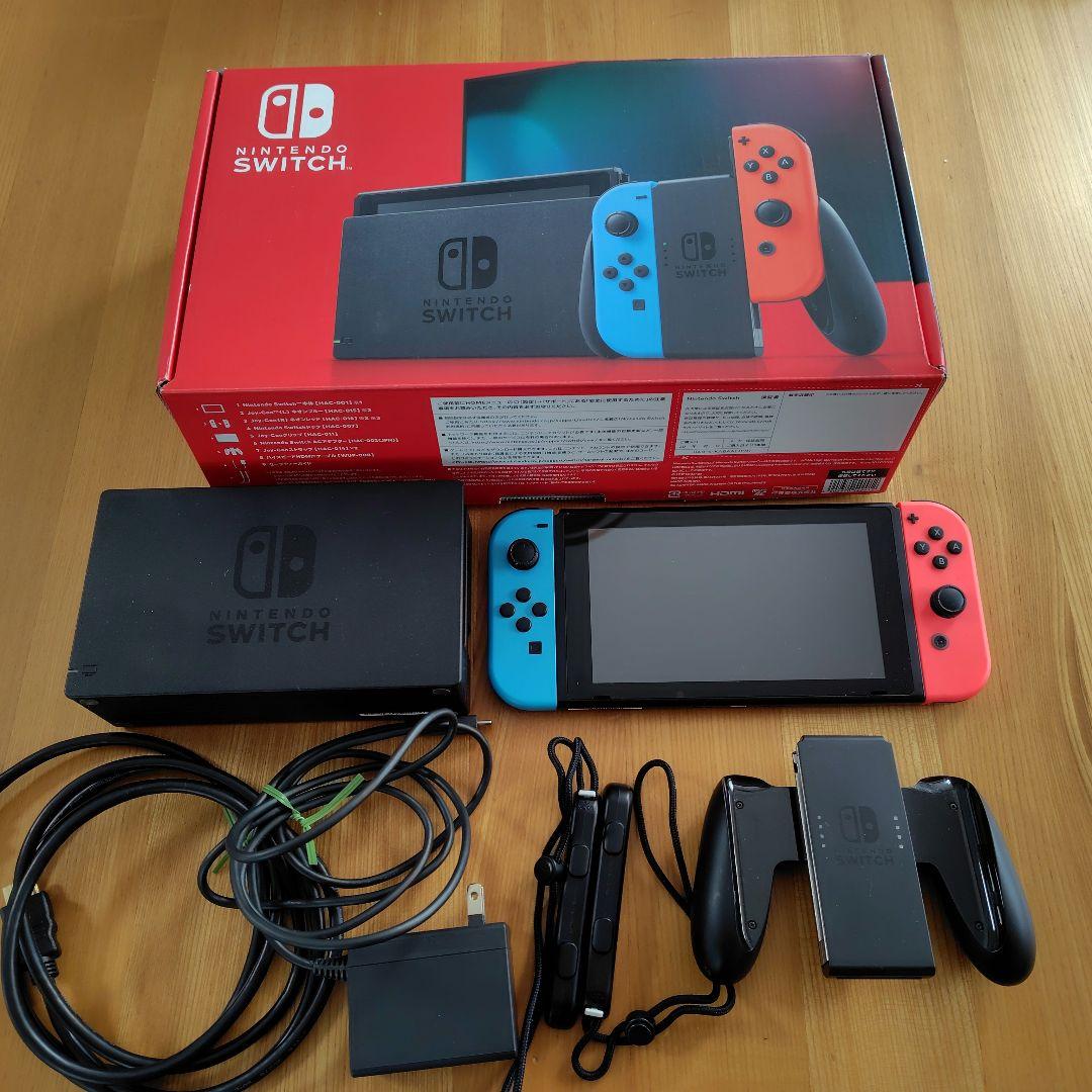 美品　Nintendo Switch 本体、 青/赤Joy-Con 箱あり