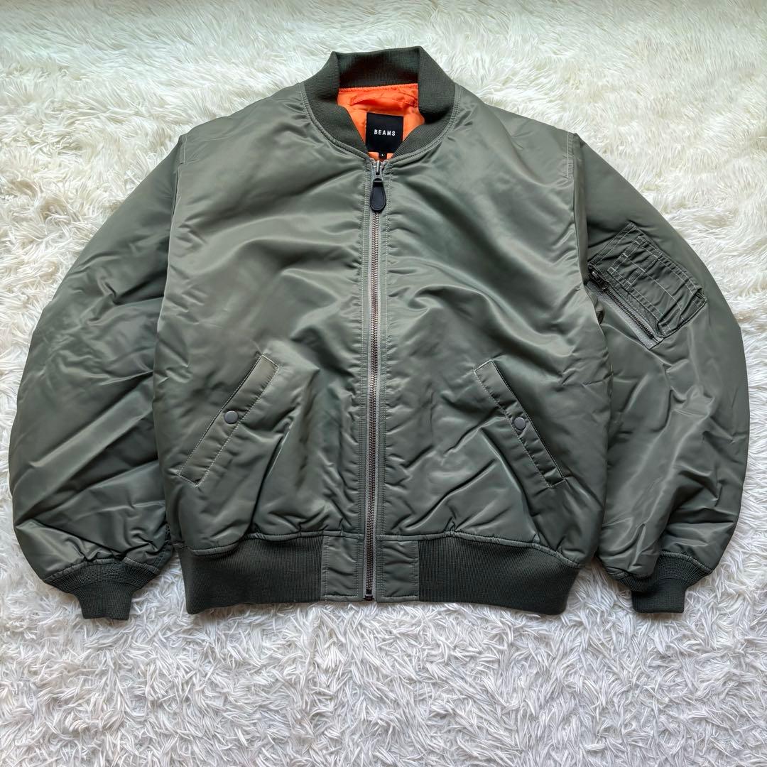 未使用級✨ BEAMS サーモライト MA-1 リラックスフィット L カーキ