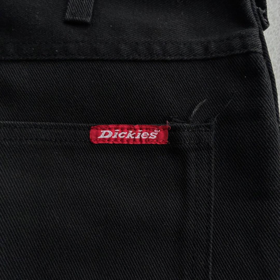 90s DICKIES コットンポリ スラックスパンツ ブラック W31 古着