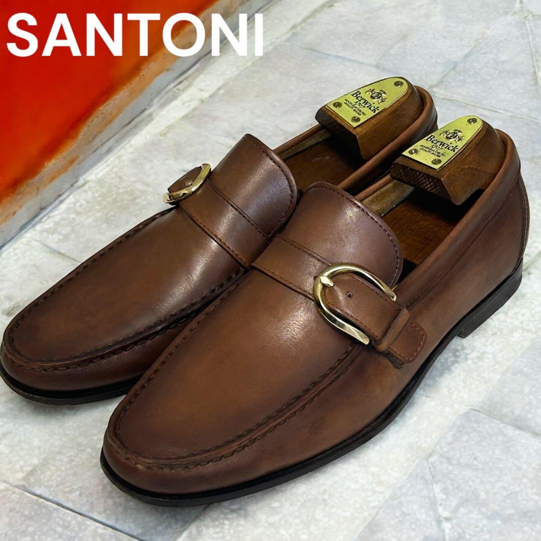 誠SANTONI バックルカーフローファー アンティークモカブラウン 6