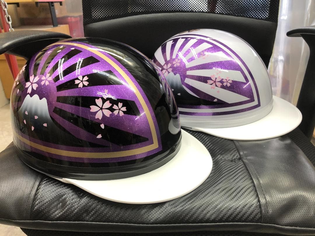 コルク半　カスタム　富士日章　三つボタン　黒紫白紫　ラメ　桜　セット　高級クリヤ