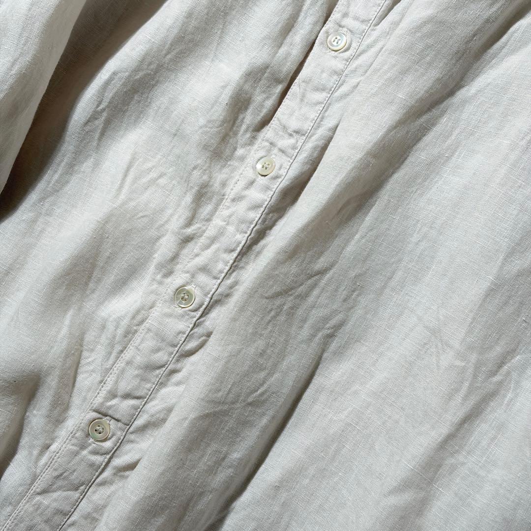 ネストローブ　リネンシャーリングネックワンピース　フリル　2way ロング　麻