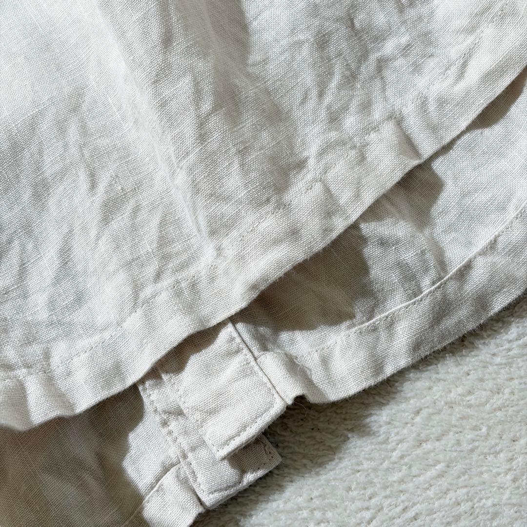 ネストローブ　リネンシャーリングネックワンピース　フリル　2way ロング　麻