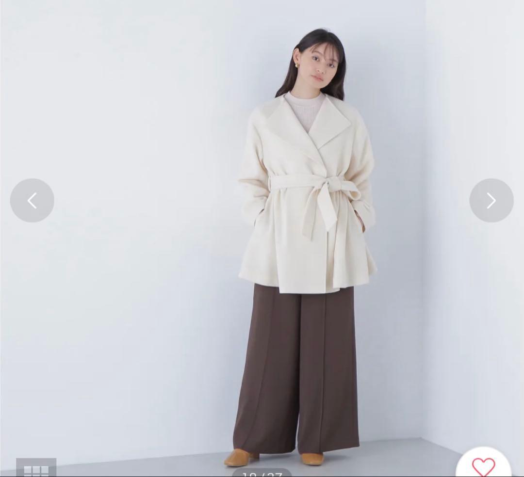 NATURAL BEAUTY BASIC ベルテッドミディコート オフホワイトS