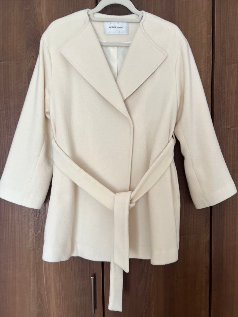 NATURAL BEAUTY BASIC ベルテッドミディコート オフホワイトS