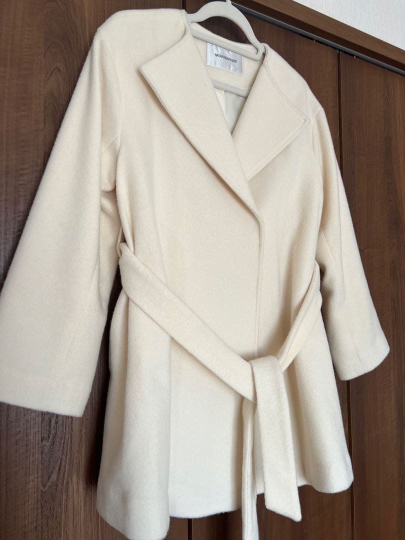 NATURAL BEAUTY BASIC ベルテッドミディコート オフホワイトS