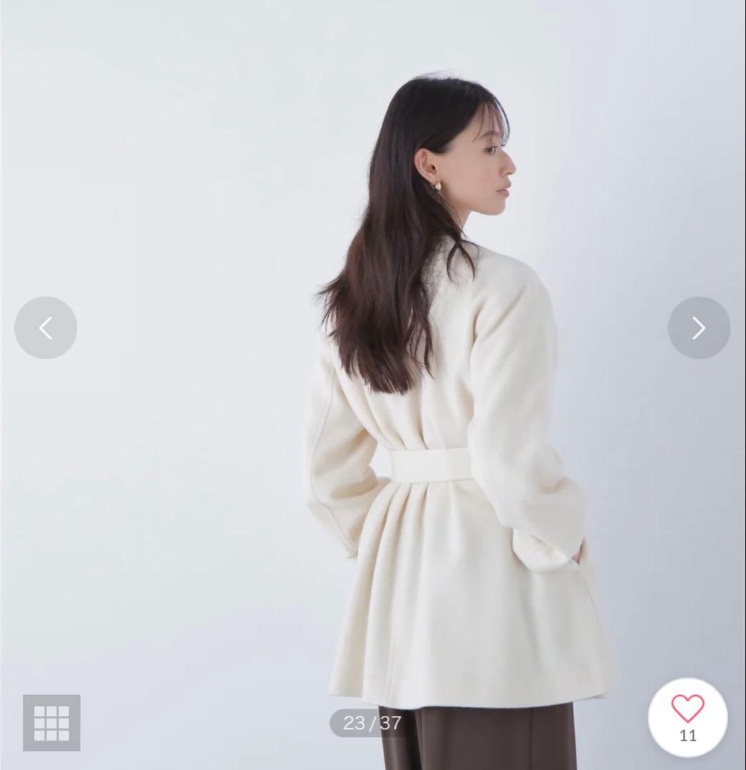 NATURAL BEAUTY BASIC ベルテッドミディコート オフホワイトS