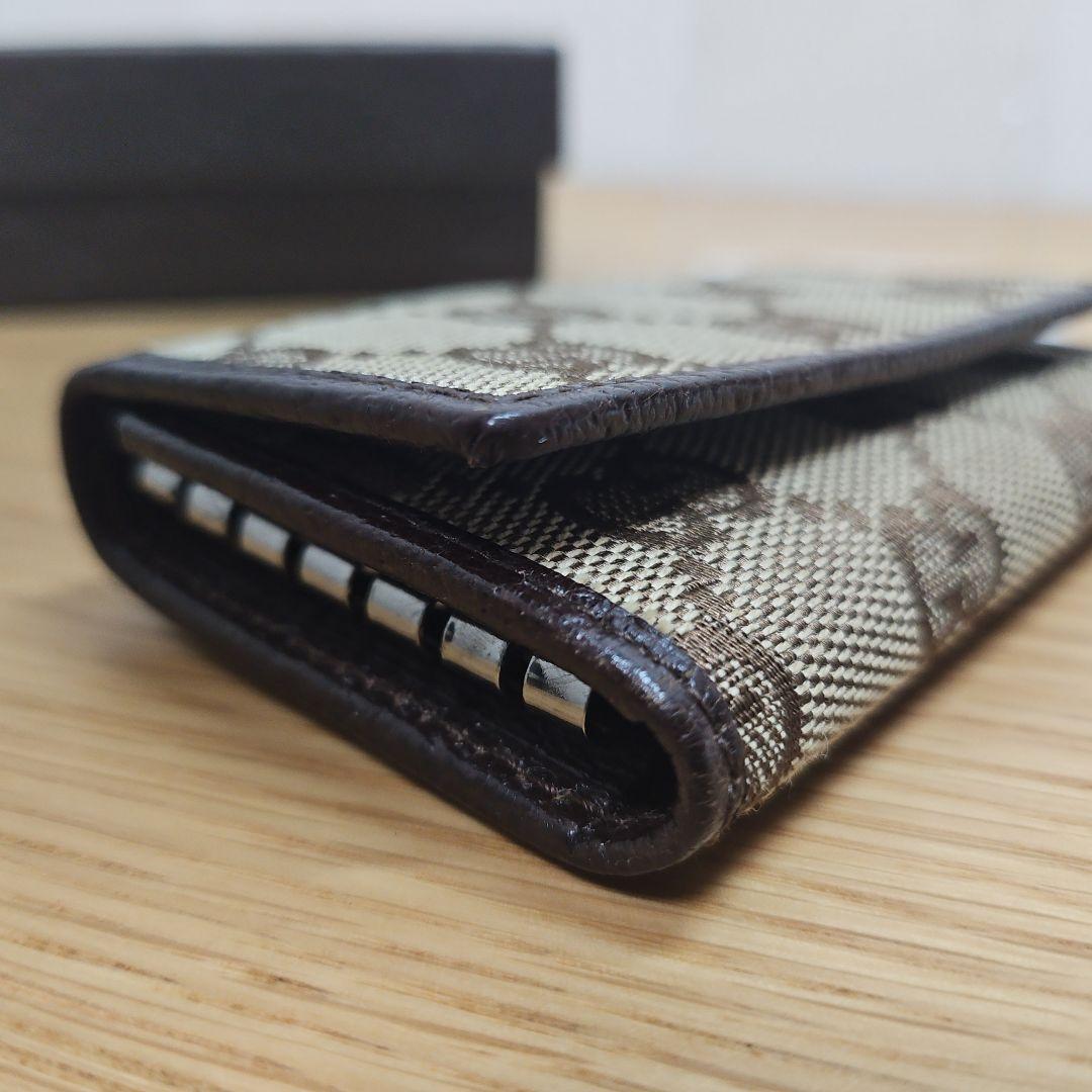 GUCCI グッチ GGキャンバス 6連キーケース レザー ダークブラウン