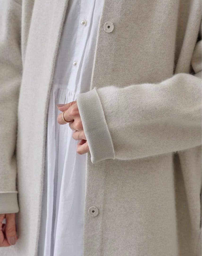 t*a様 ビアズリー✳︎洗えるニットコート✳︎アイボリー✳︎BEARDSLEY✳