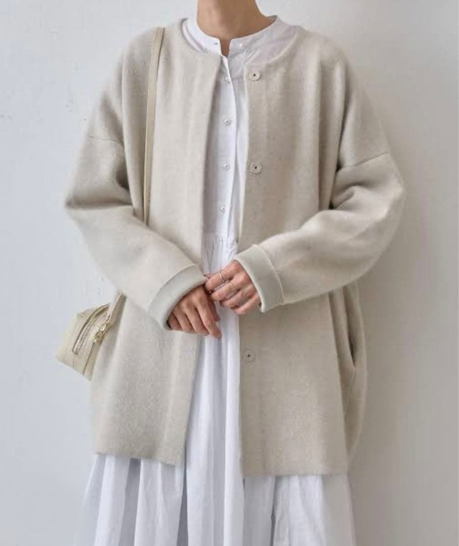 t*a様 ビアズリー✳︎洗えるニットコート✳︎アイボリー✳︎BEARDSLEY✳