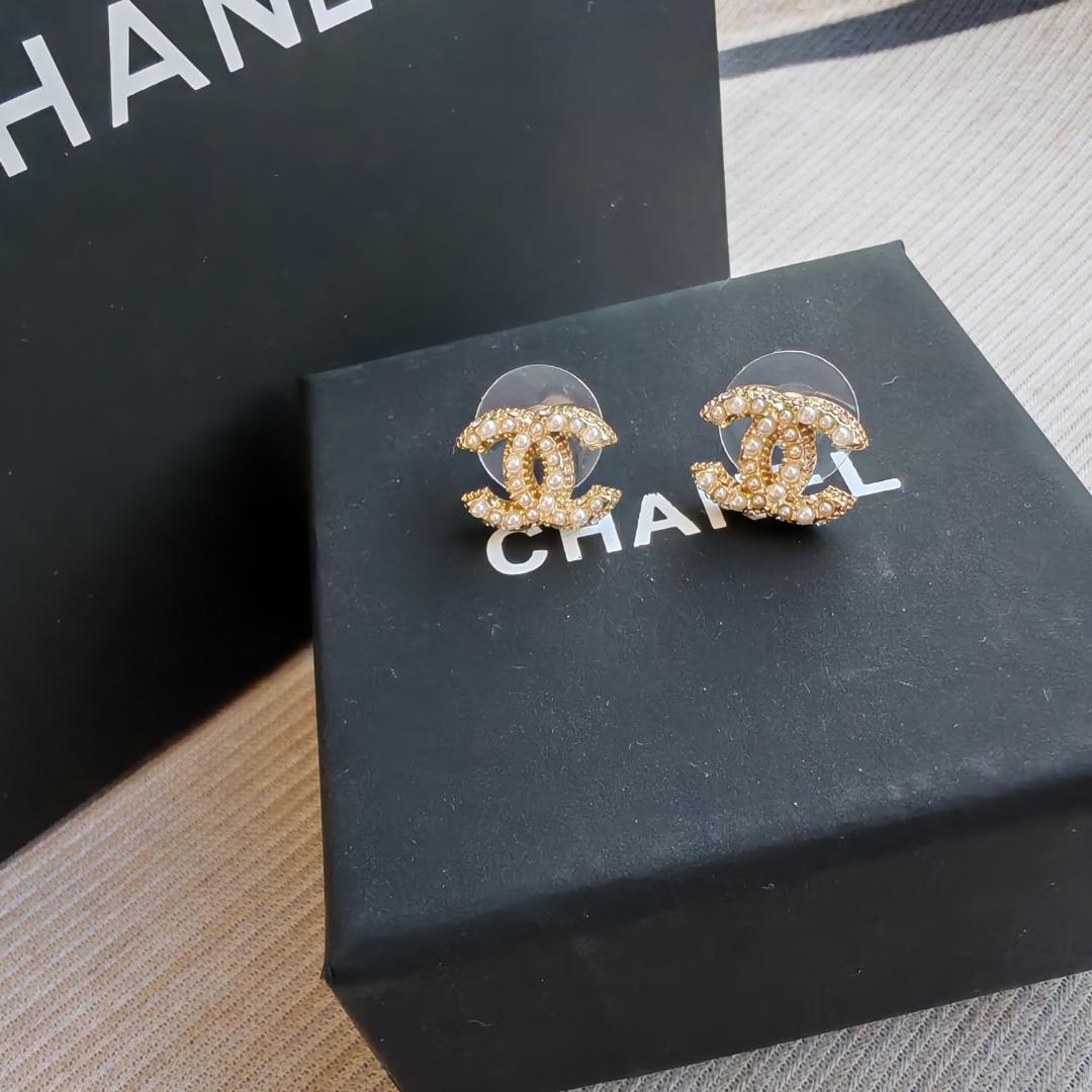 ccピアスゴールドココマークパール