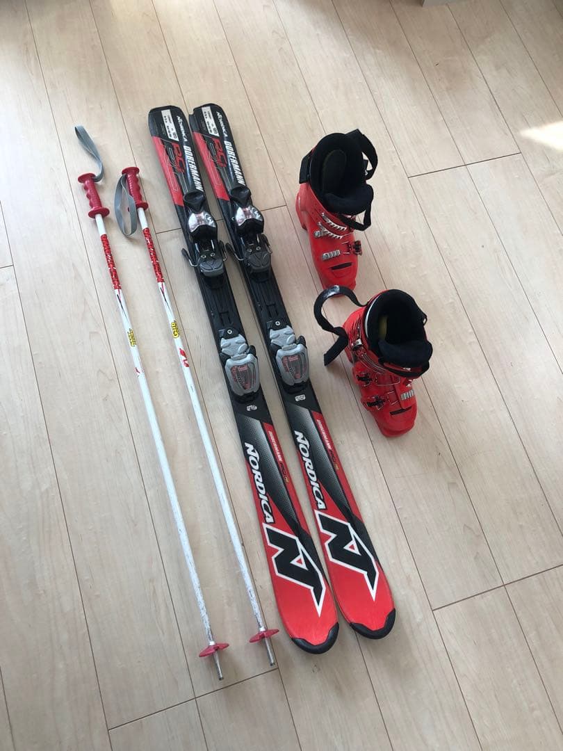 120cm 子供スキーセット　スキー靴　22.5cm ポール