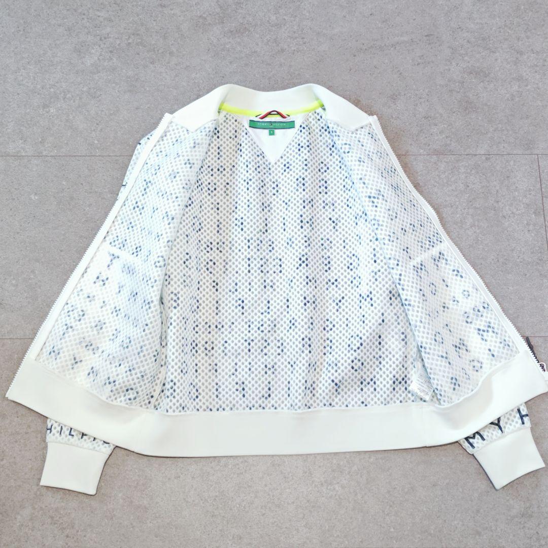 【トミーヒルフィガーゴルフ】ロゴ総柄メッシュブルゾン ジャンパー 袖リブ ゴルフ