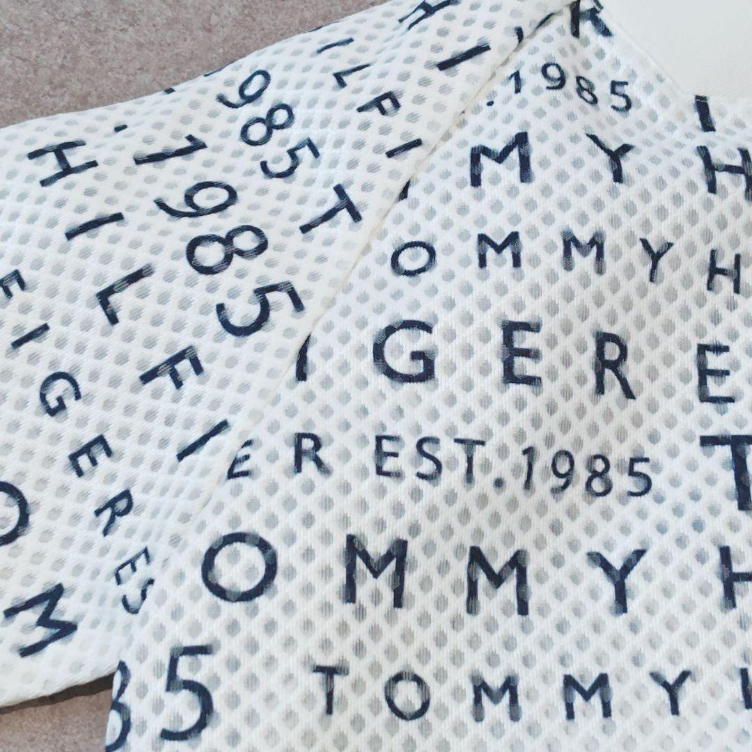 【トミーヒルフィガーゴルフ】ロゴ総柄メッシュブルゾン ジャンパー 袖リブ ゴルフ