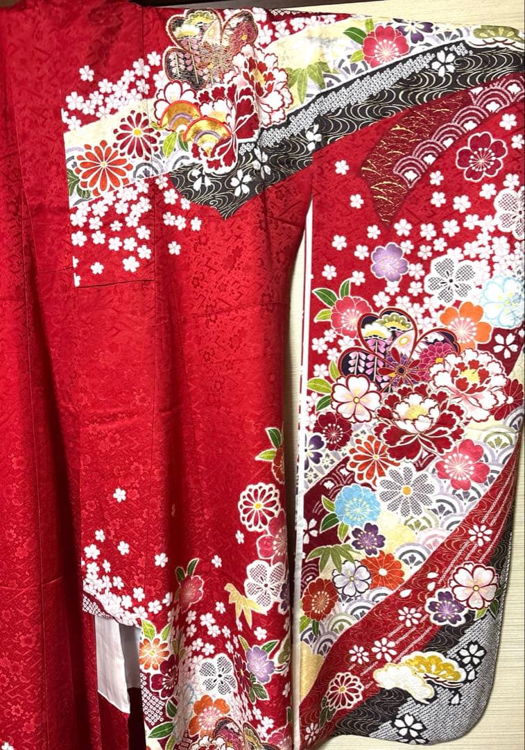 aigoozhujie 赤 桜 牡丹 熨斗 振袖 身丈158