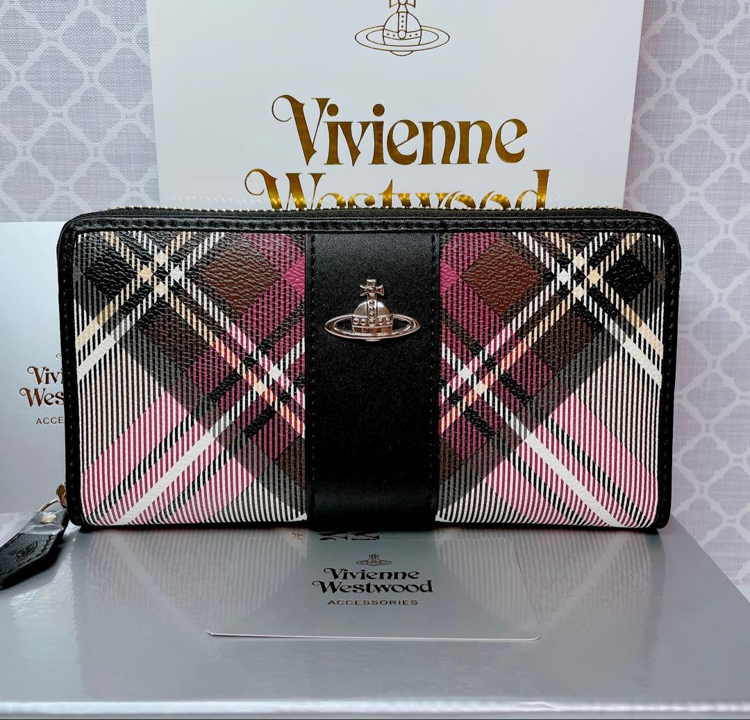 【大人気✨️1点】ヴィヴィアン・ウエストウッド チェック黒 長財布