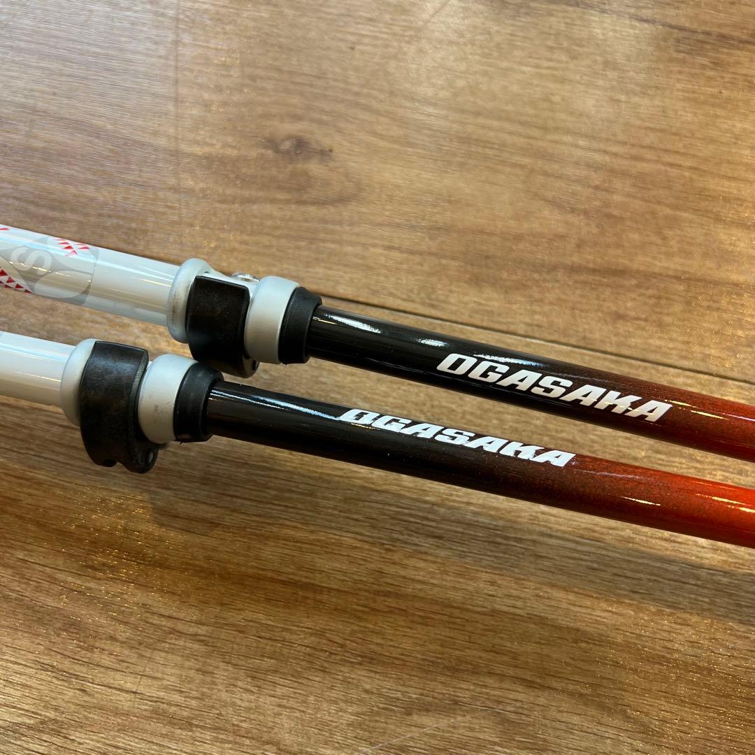 オガサカ　スキー ストックLC FS ホワイト 調整可能