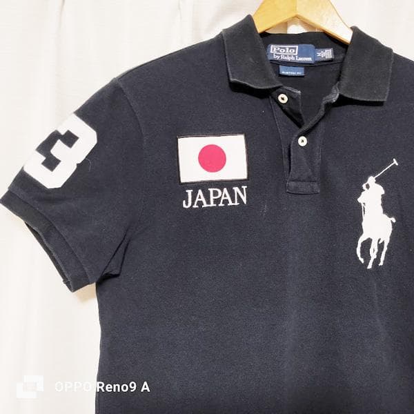 【古着】POLO ラルフローレン ビッグポニー 日本 刺しゅう 黒 【M】