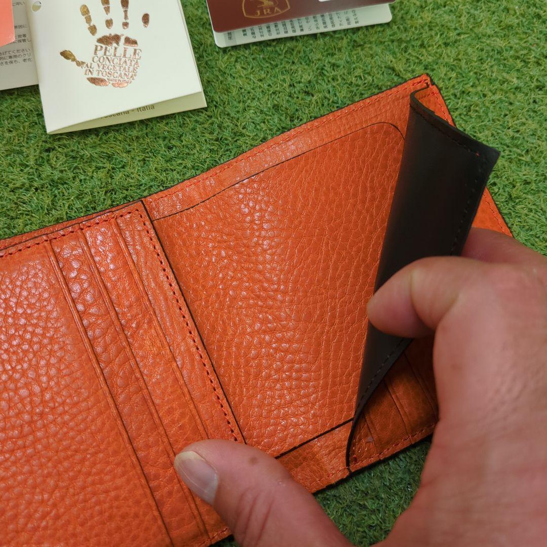[Xmas値下]クロコダイルレザー 二つ折り財布 オレンジ ※規制対象外 未使用
