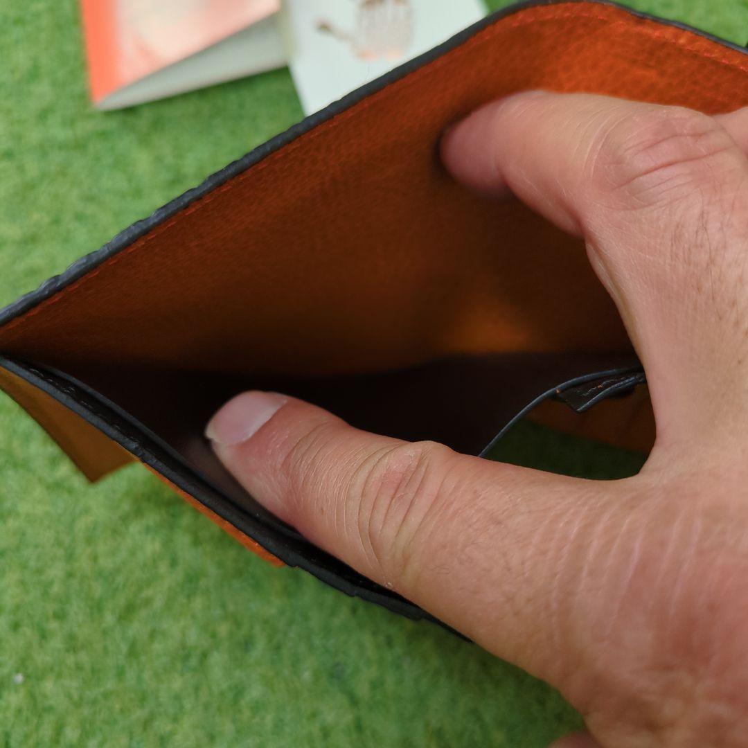 [Xmas値下]クロコダイルレザー 二つ折り財布 オレンジ ※規制対象外 未使用