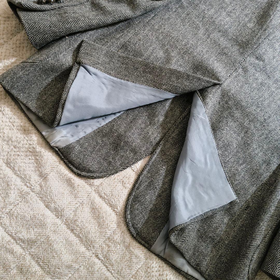 XL相当 テーラード ヘリンボーン エルボーパッチ くるみボタン