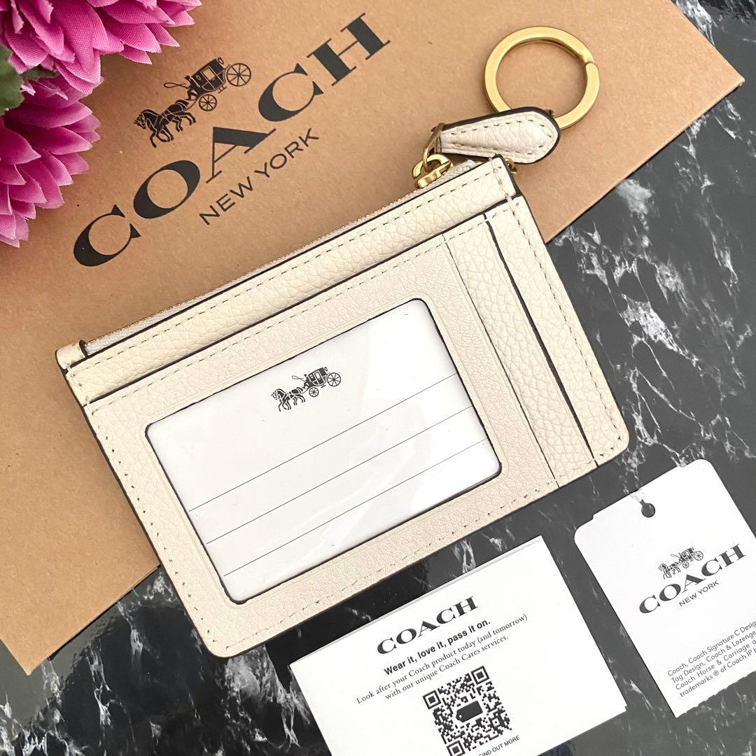 新品 COACH コーチ ケース 小銭入れ財布 花柄 ホワイト