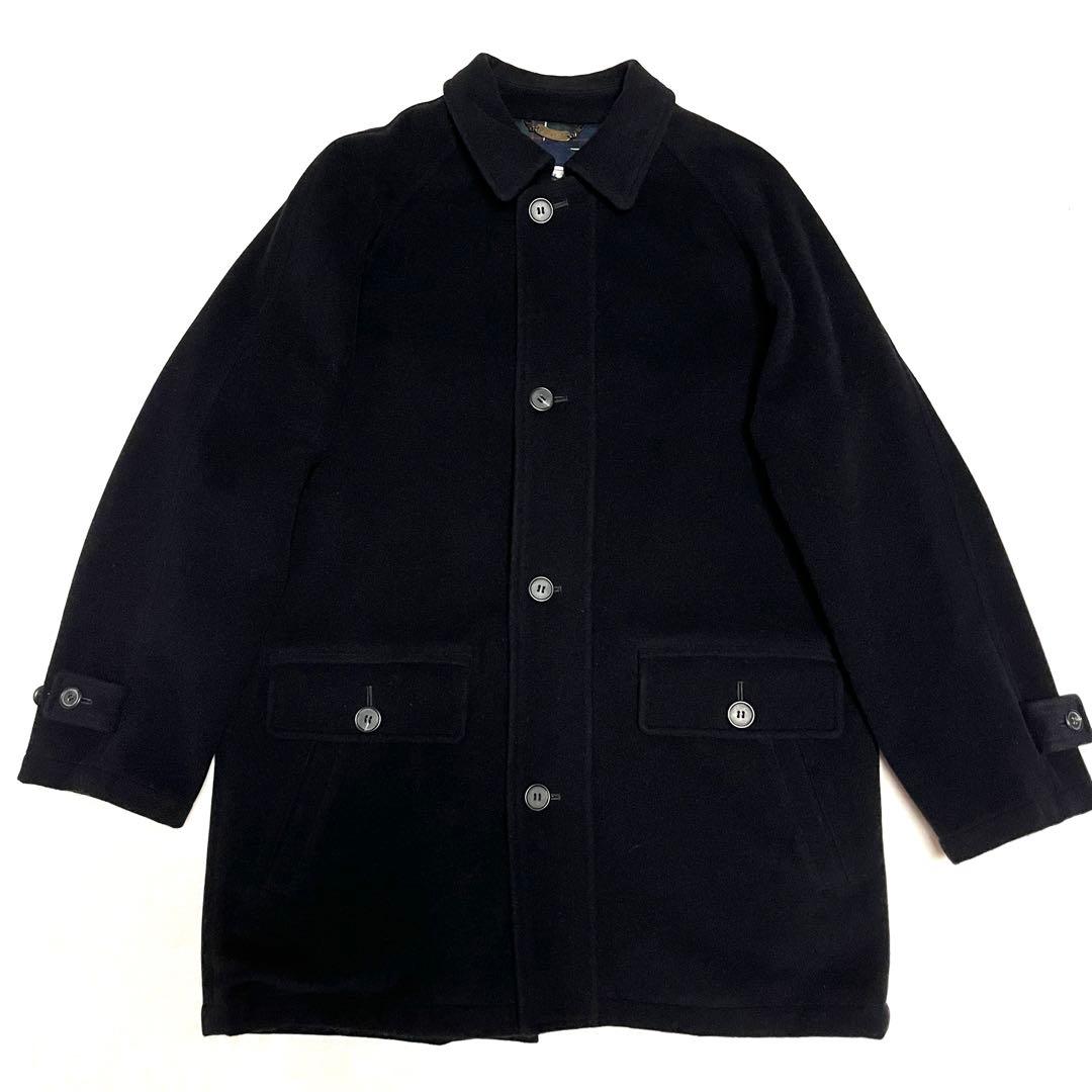 ★美品★90s★カイノックワールド★アンゴラ混ウールハーフコート★Lサイズ★黒★