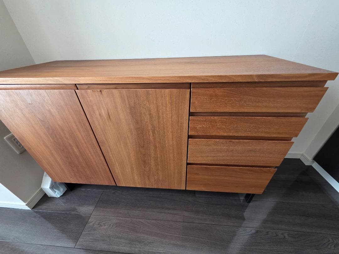 unico 木製キャビネット 2扉 ブラウン