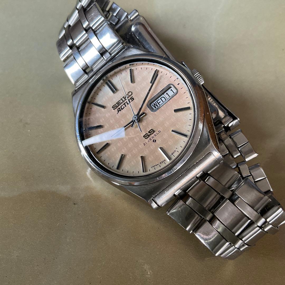 SEIKO ACTUS SS 21JEWELS千鳥柄文字盤稼働品