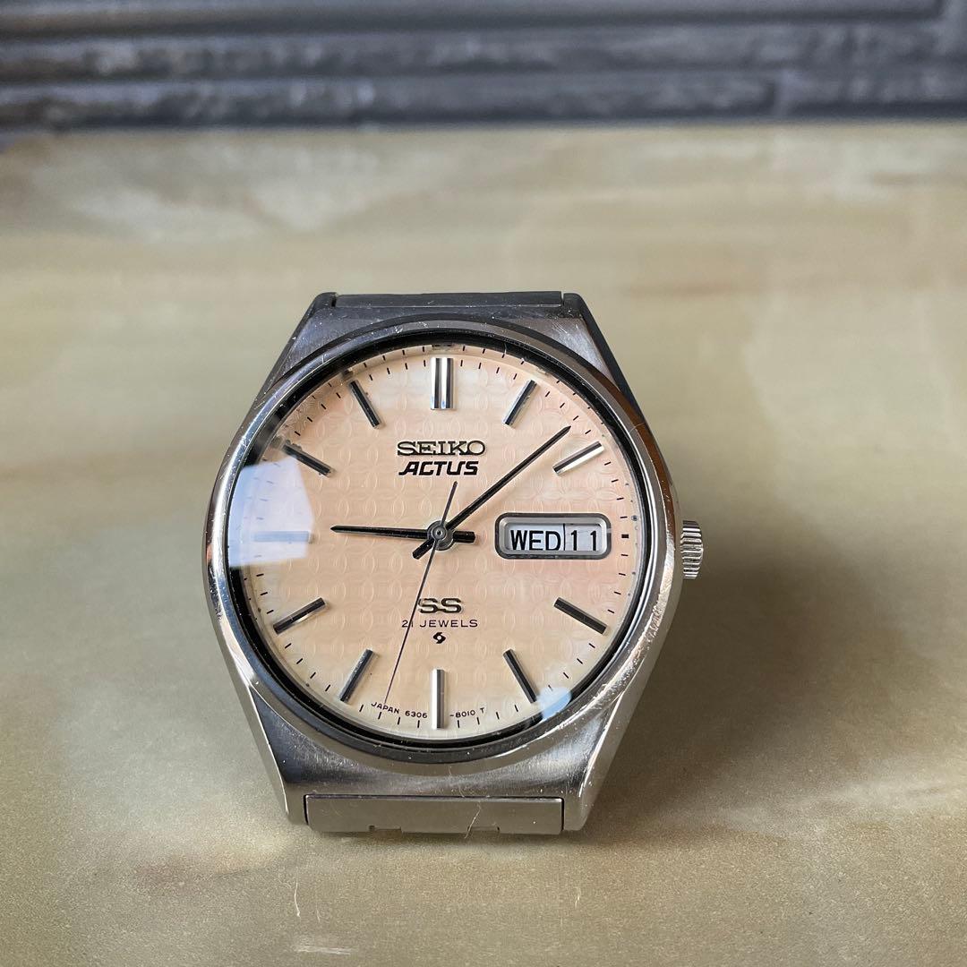 SEIKO ACTUS SS 21JEWELS千鳥柄文字盤稼働品