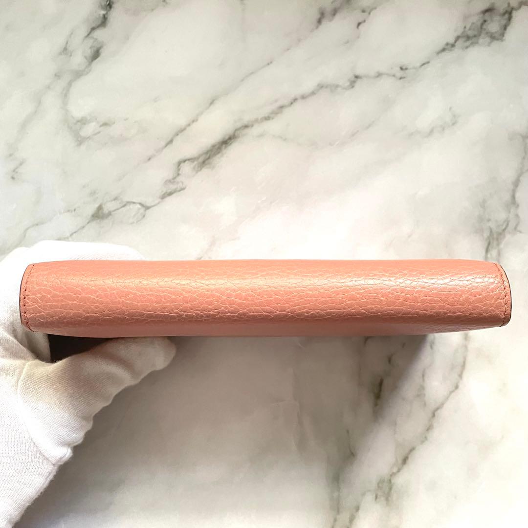 GUCCI グッチ 長財布 GG 金具 オールレザー ピンク　0121-④