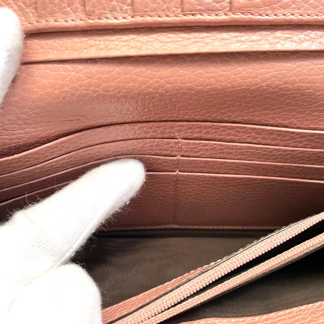 GUCCI グッチ 長財布 GG 金具 オールレザー ピンク　0121-④