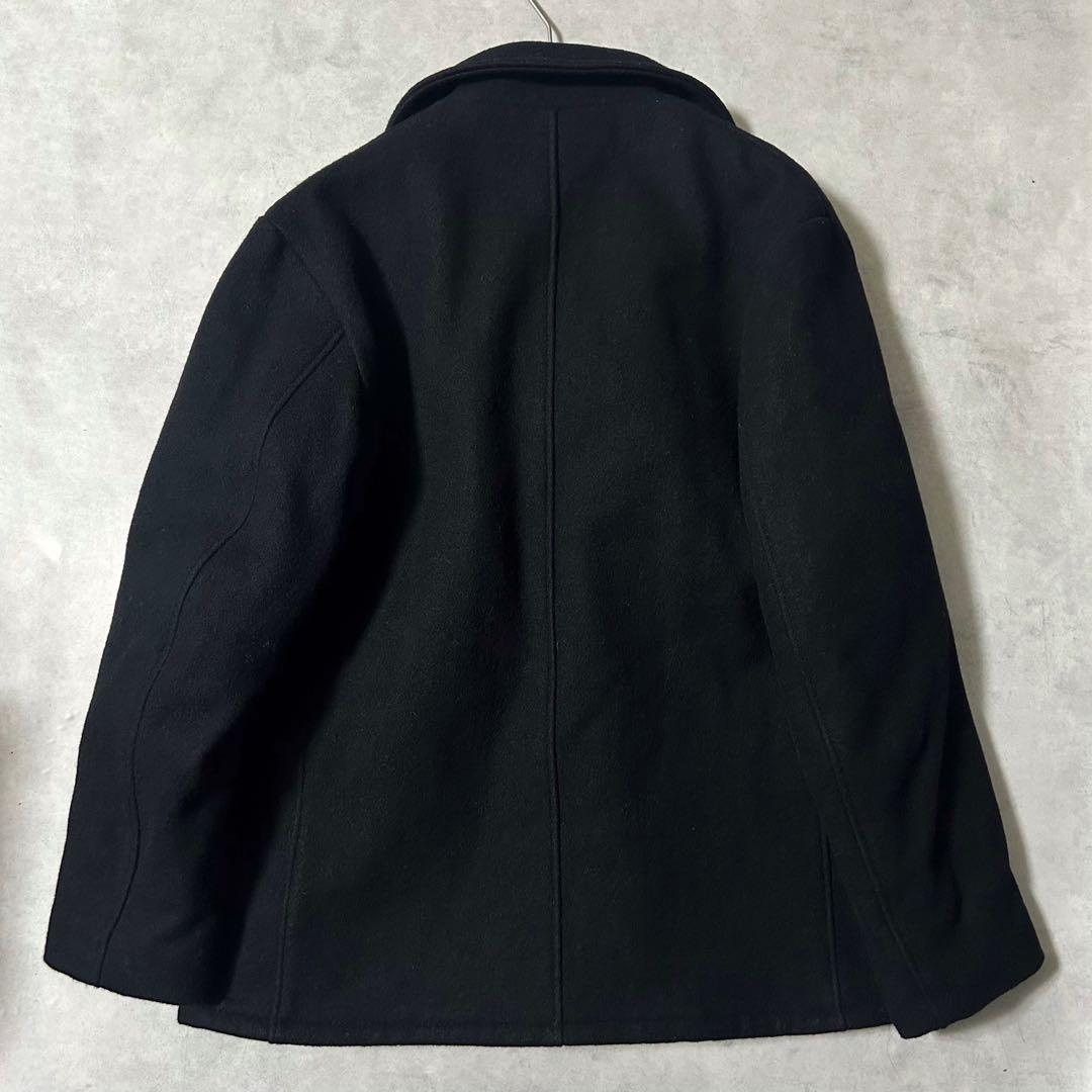 美品 ショット メルトンウール ピーコート 42 XL 米国製 シングル 黒