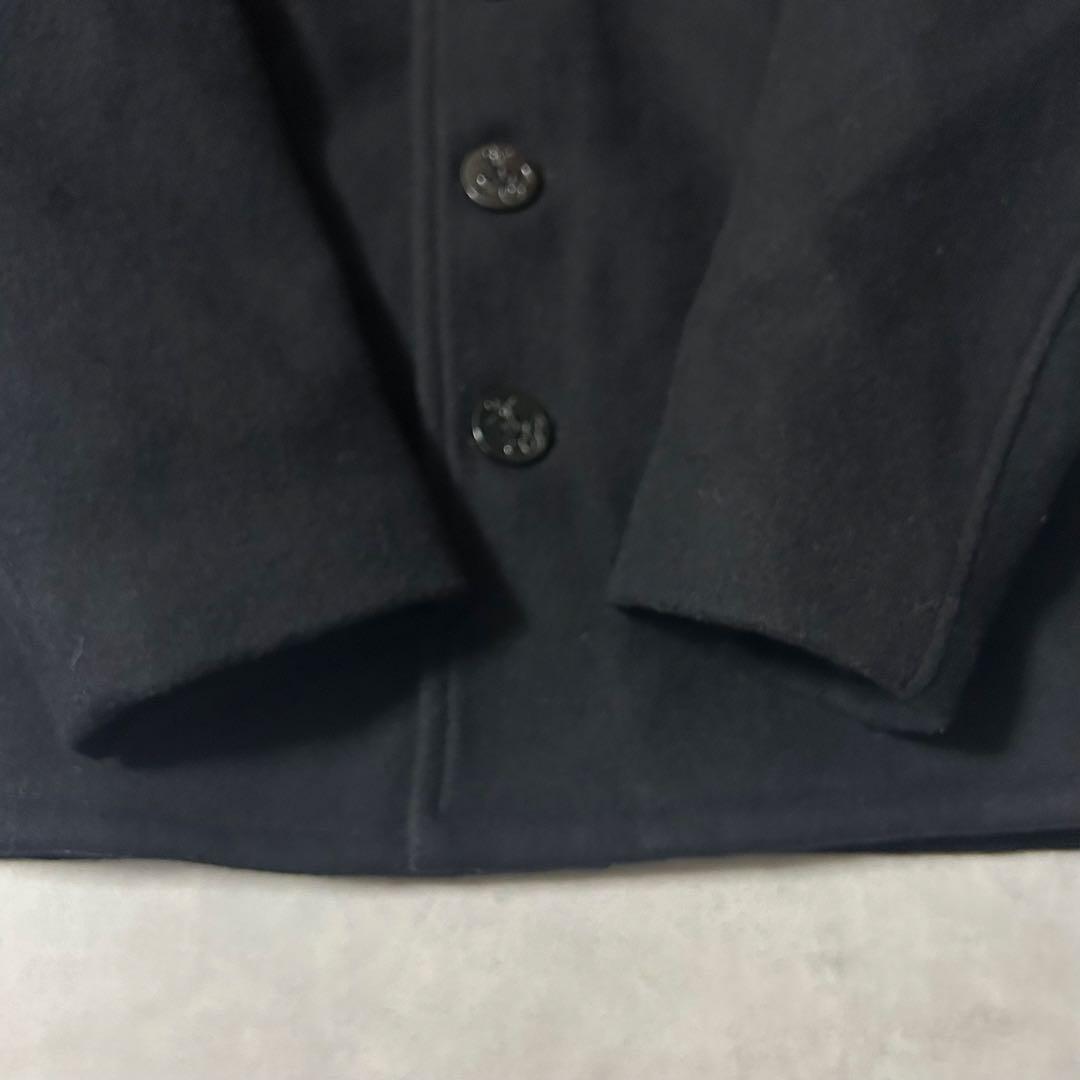 美品 ショット メルトンウール ピーコート 42 XL 米国製 シングル 黒