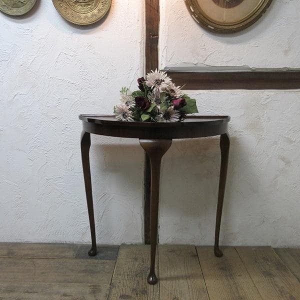 イギリス アンティーク 家具 コンソールテーブル ハーフムーン 英国 6226c